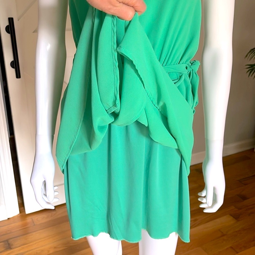 Modcloth Silk Cut Out Back Side Tie Sleeveless Side Tie Wrap A-Line Mini Dress - Picture 6 of 14